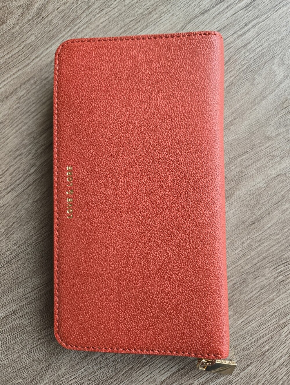 Love & Lore Coral Pebbled Vegan Leather Zip Around Continental Wallet NWOT
